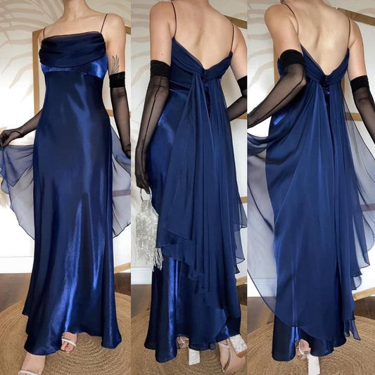 Navy silky evening dress uk 14-16