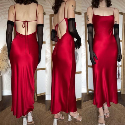 Shimmery red open back slip dress uk 10