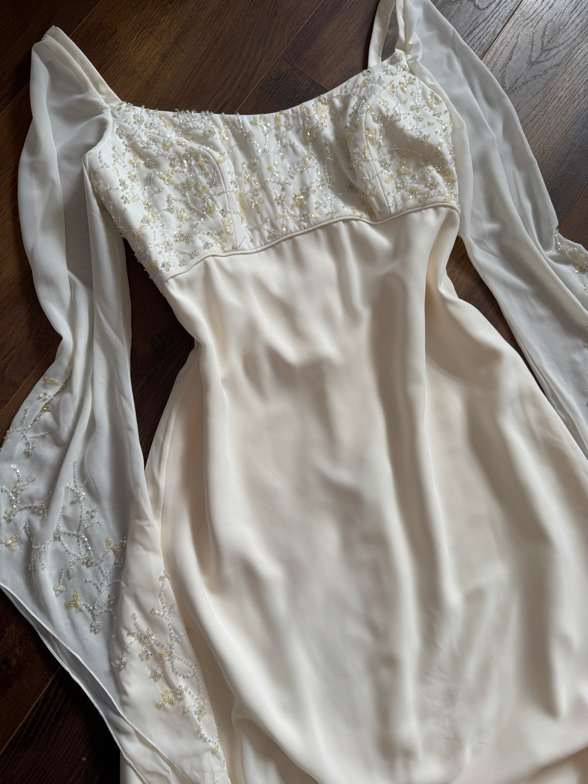 Ivory long sleeve ethereal wedding dress uk 14