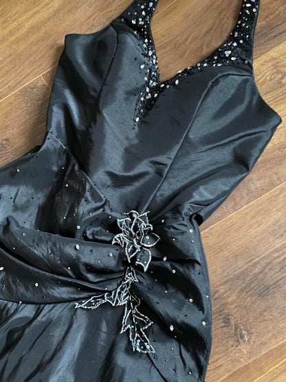 Black Jora halter-neck fit & flare prom dress uk 12