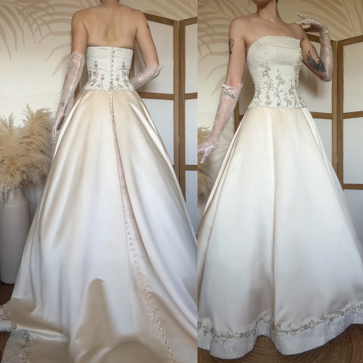 Strapless a-line cream ethereal wedding dress uk 10