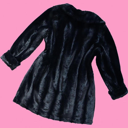Black faux fur warm coat UK L