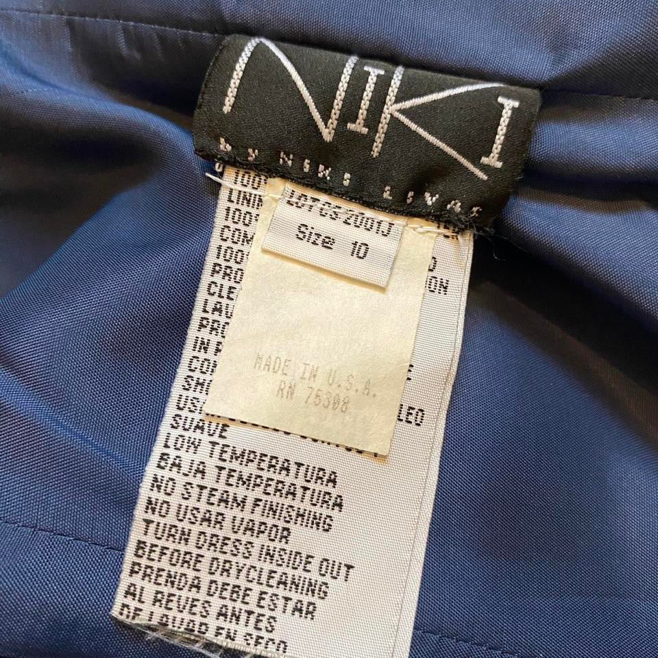 Niki Livas navy organza a-line prom dress UK 12