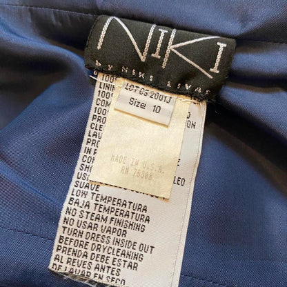 Niki Livas navy organza a-line prom dress UK 12