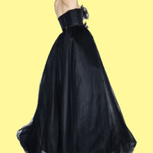Load image into Gallery viewer, Vintage black Hilary Morgan A-line strapless ball gown prom dress UK 6/8
