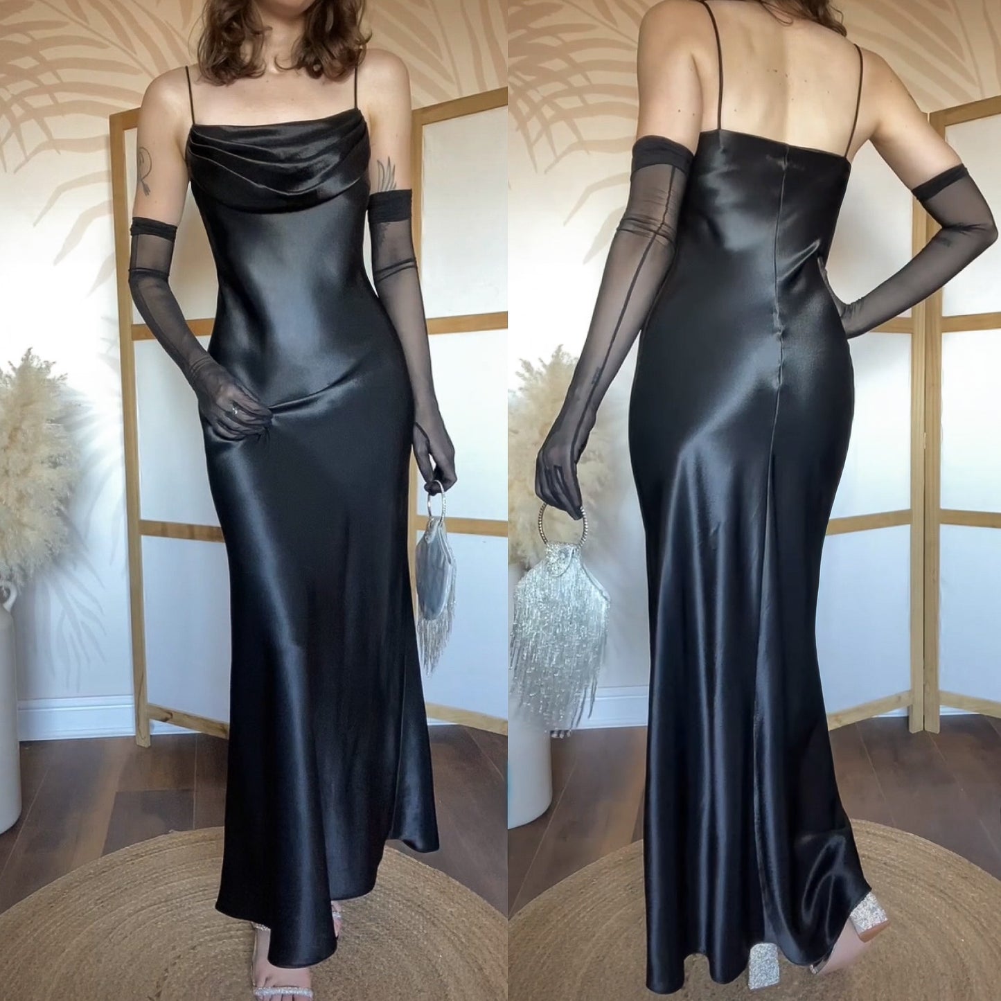 Black satin Jump Apparel slip dress uk 10