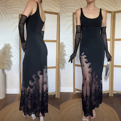 Bernshaw 90s black lace dress uk 10