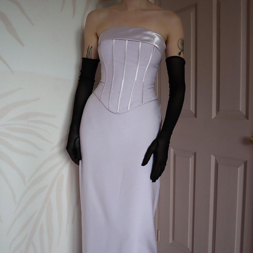 Lilac strapless corset evening dress UK 10-12