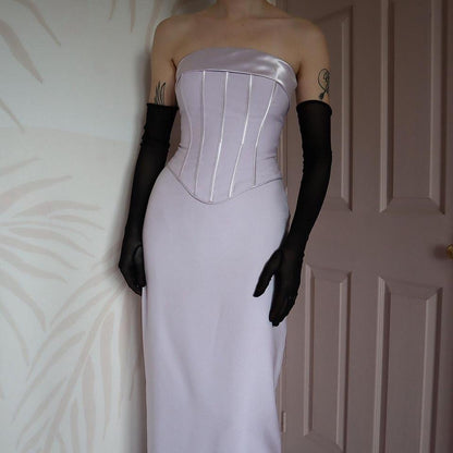Lilac strapless corset evening dress UK 10-12