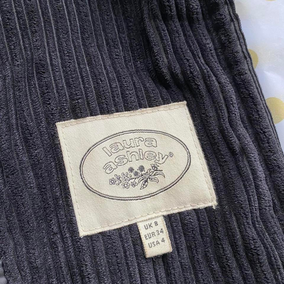 Black Laura Ashley soft cord coat UK 8