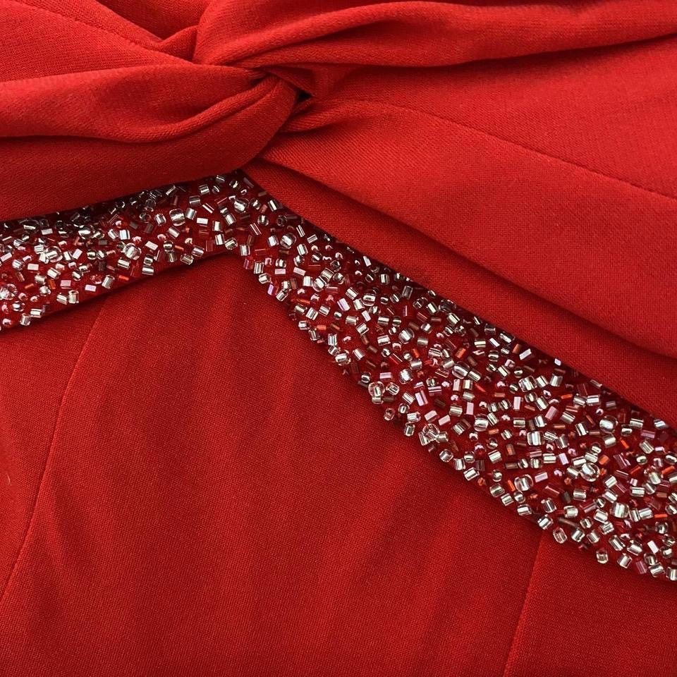 Red Niki Livas stretch evening gown UK 12