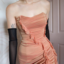 Load image into Gallery viewer, Peach Charas Strapless Lace Up Midi Dress UK 6/8
