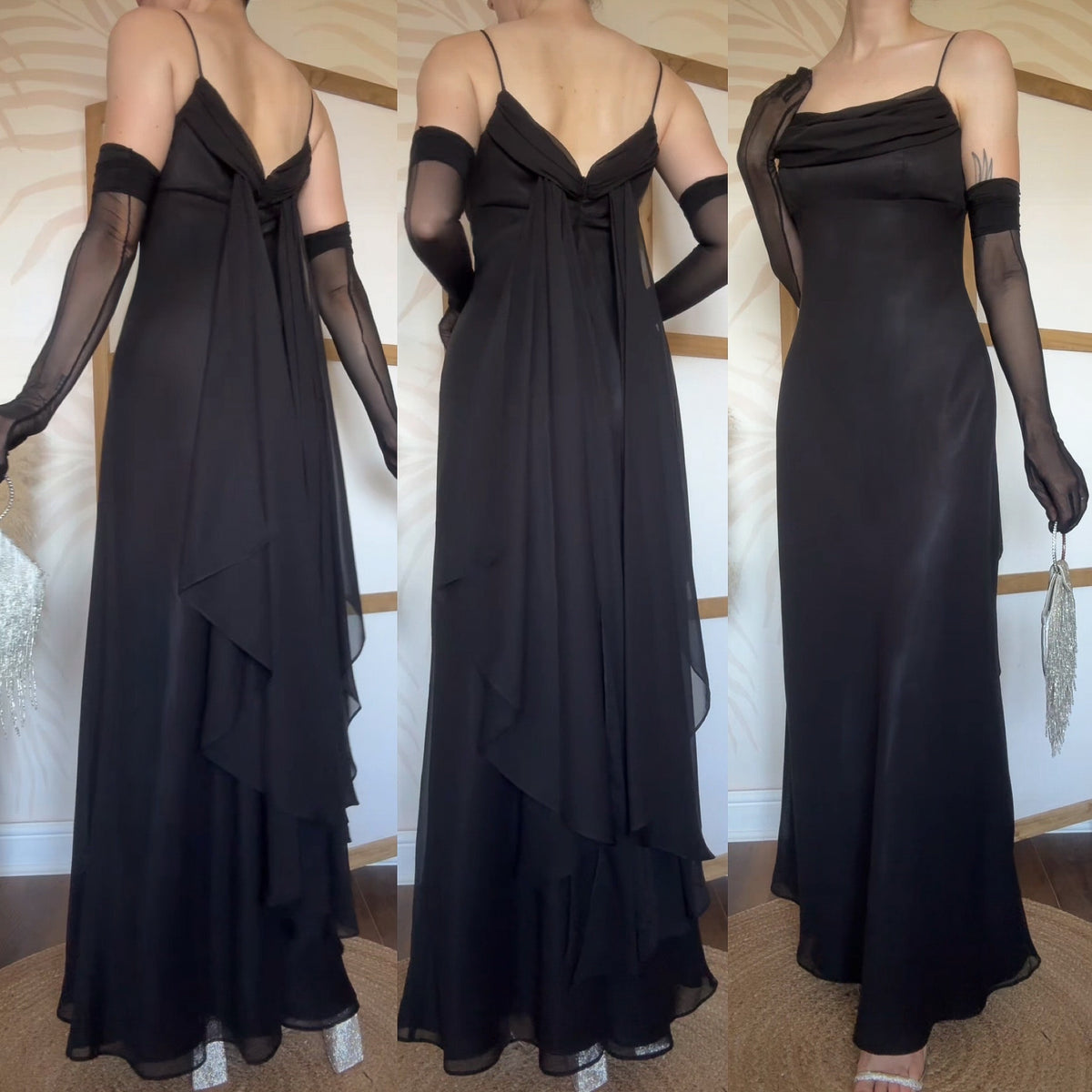 Black chiffon prom dress uk 10