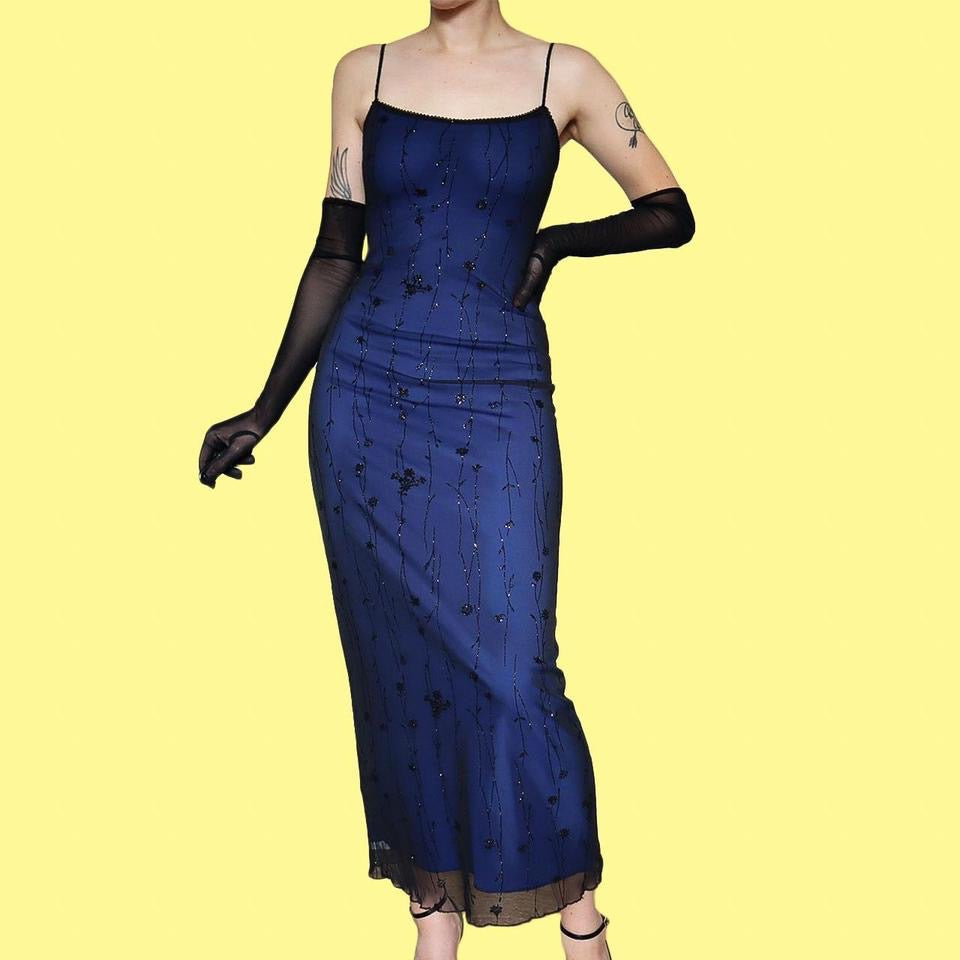 West One blue glitter stretch bodycon dress UK 10