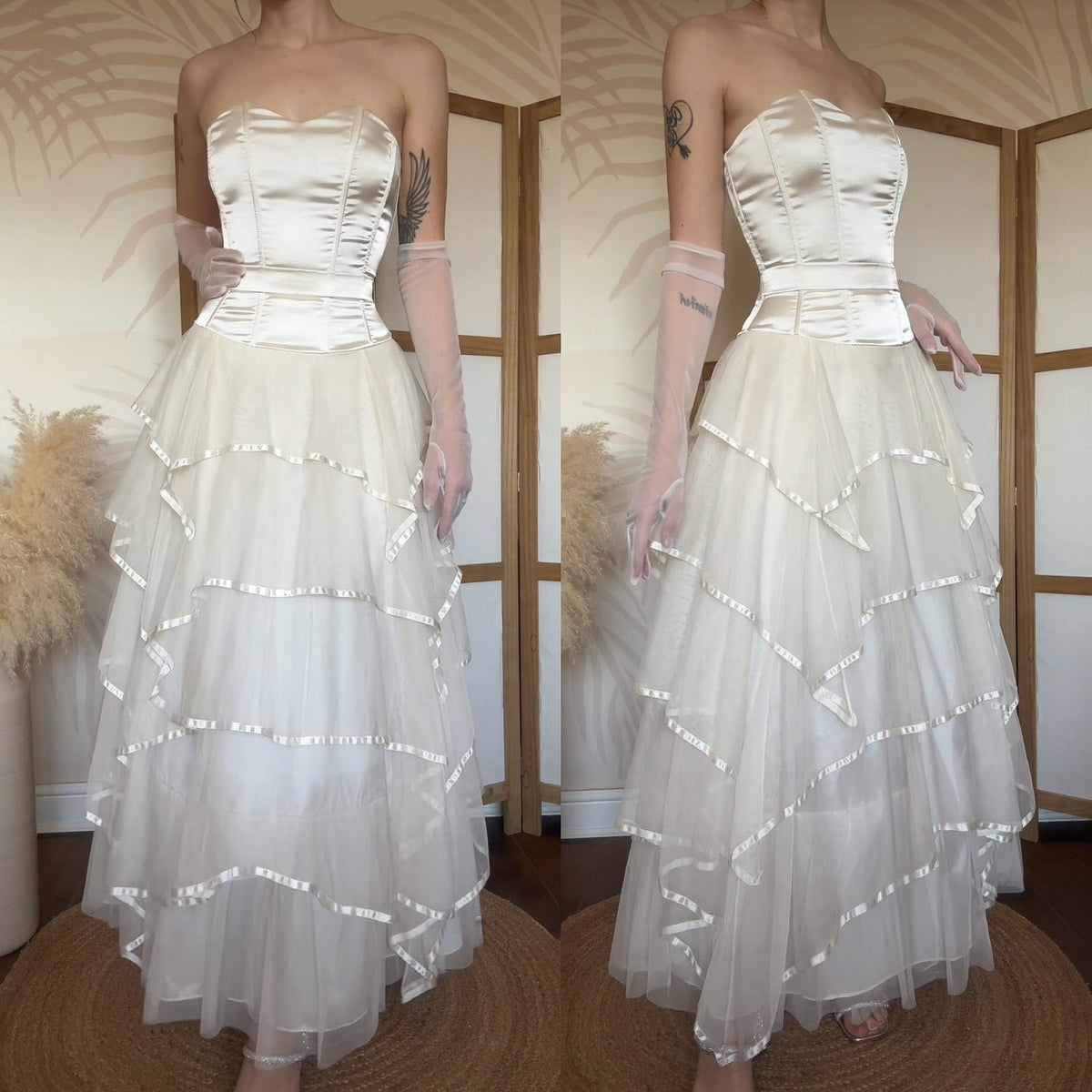 Cream strapless evening dress uk 8-10