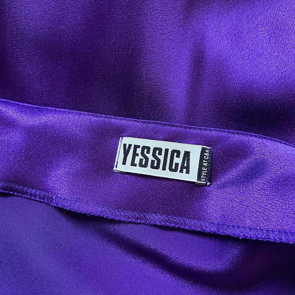 Yessica C&A silky purple slip evening dress UK 12-14