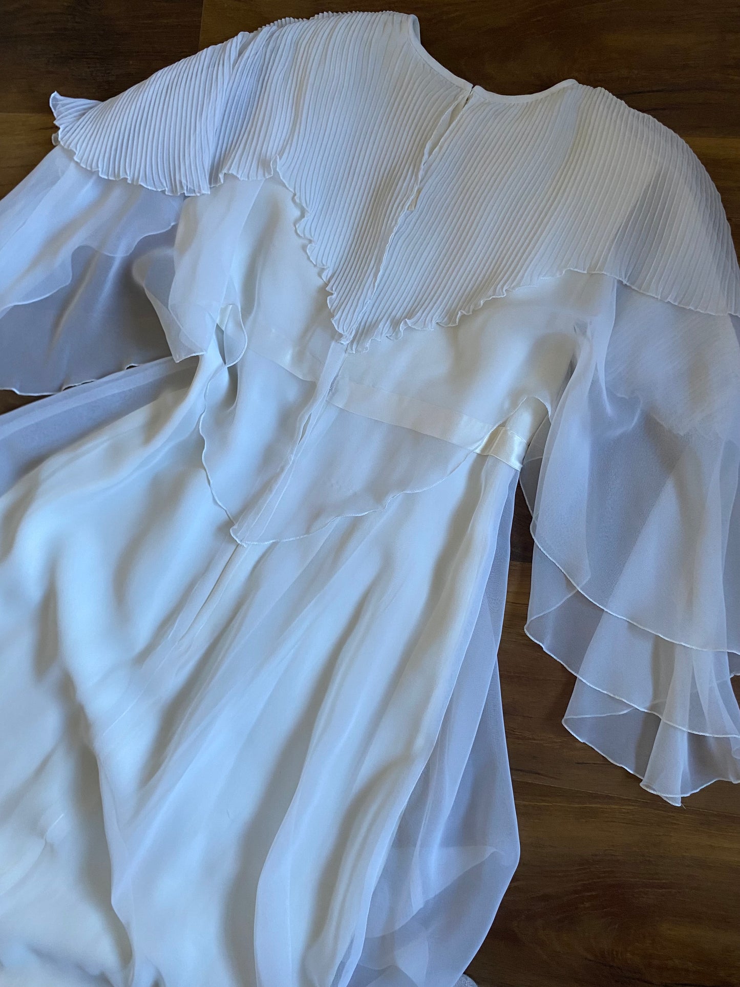 John Charles 70s white floaty wedding dress uk 12