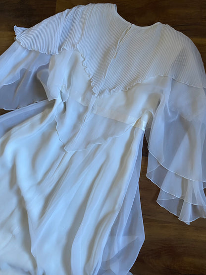 John Charles 70s white floaty wedding dress uk 12