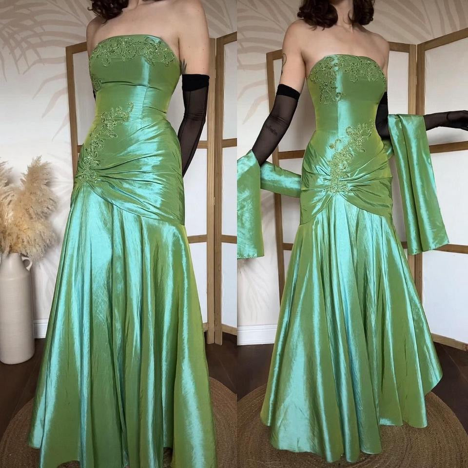 Jora green strapless prom dress & shawl uk 12