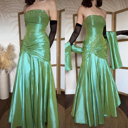 Jora green strapless prom dress & shawl uk 12