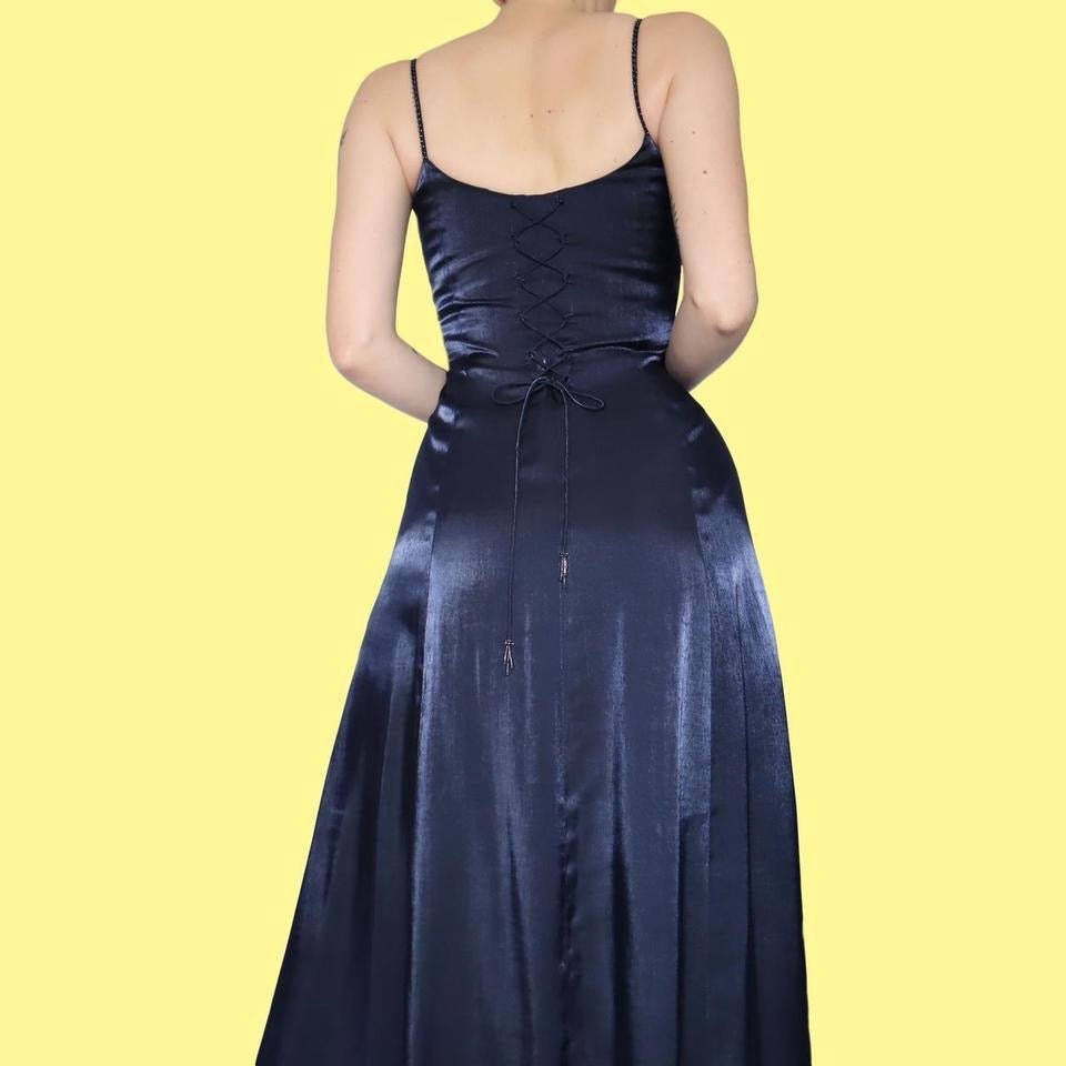 Navy beaded dress & shawl UK 12 & UK 16