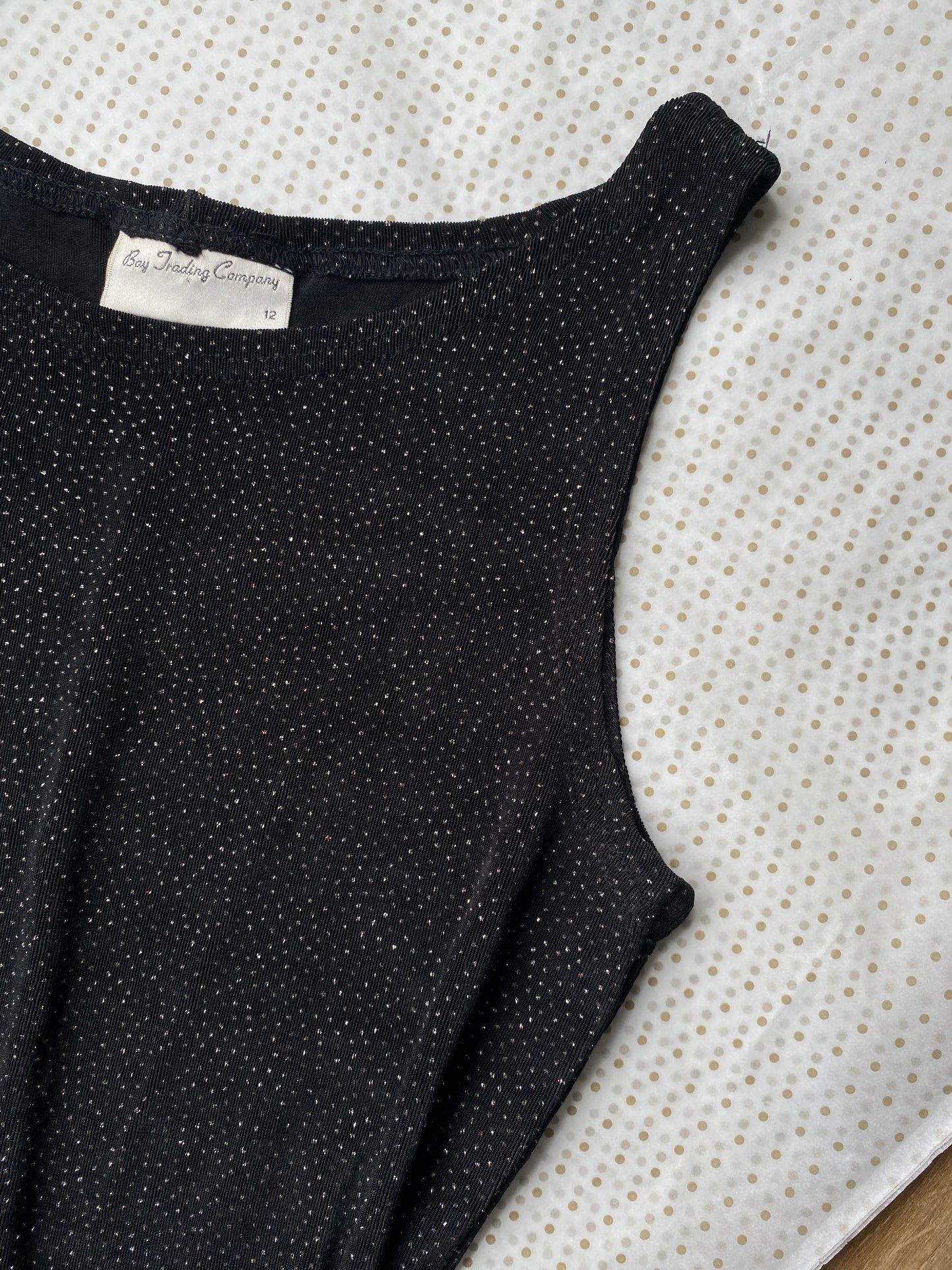 Black glittery stretch 90s evening dress UK 12