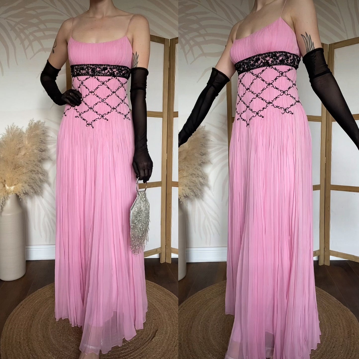 Patric Casey pink 100% silk evening dress uk 10-12