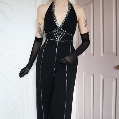 Black chiffon halter-neck midi dress UK 10