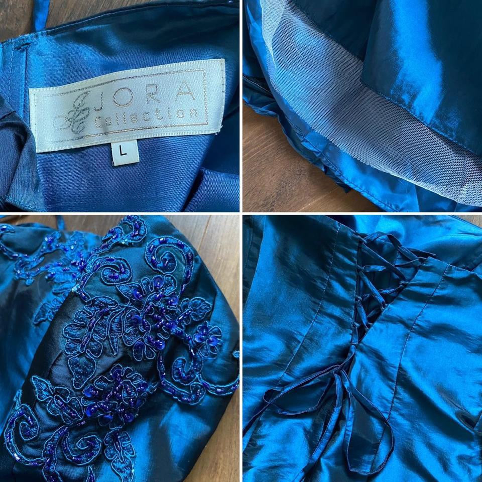 Jora navy strapless prom dress & shawl uk 12
