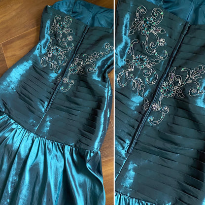 Shimmery blue fit & flare prom dress uk 8-10