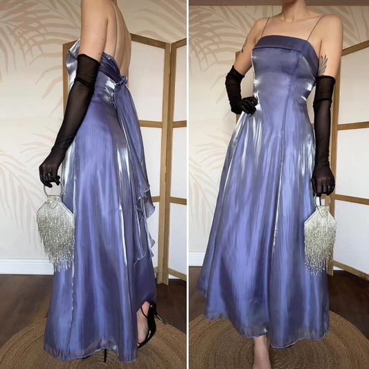 Purple shimmery a-line evening dress uk 8