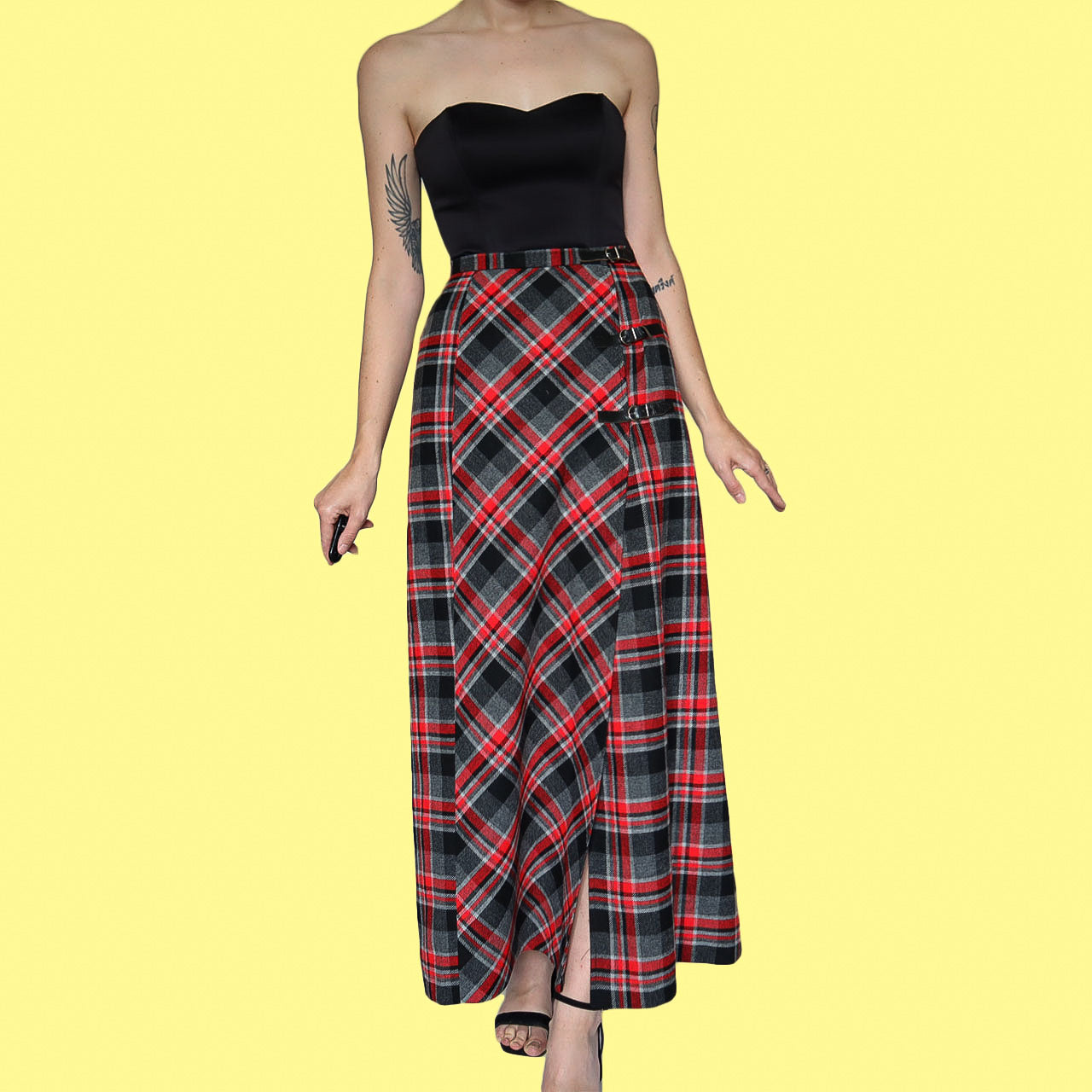 Alexon tartan wool blend maxi skirt UK 10