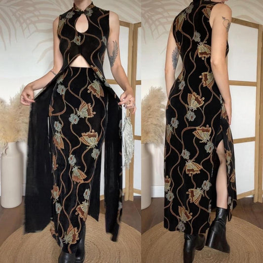 Black stretchy butterfly print 2 piece co ord uk 10
