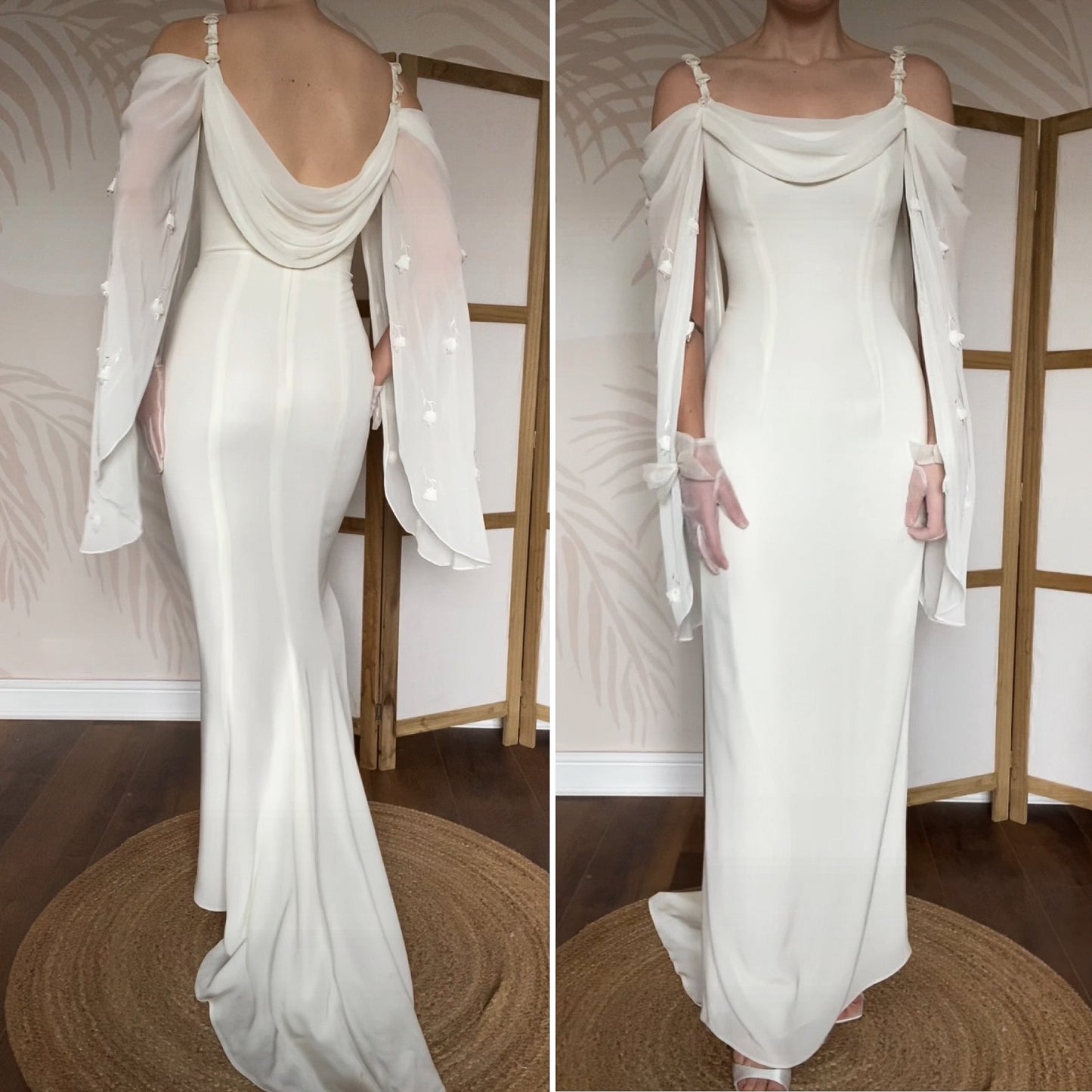 Ellis white long sleeve wedding dress UK 10-12