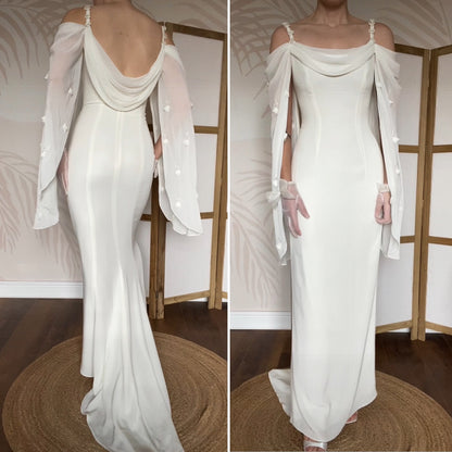 Ellis white long sleeve wedding dress UK 10-12