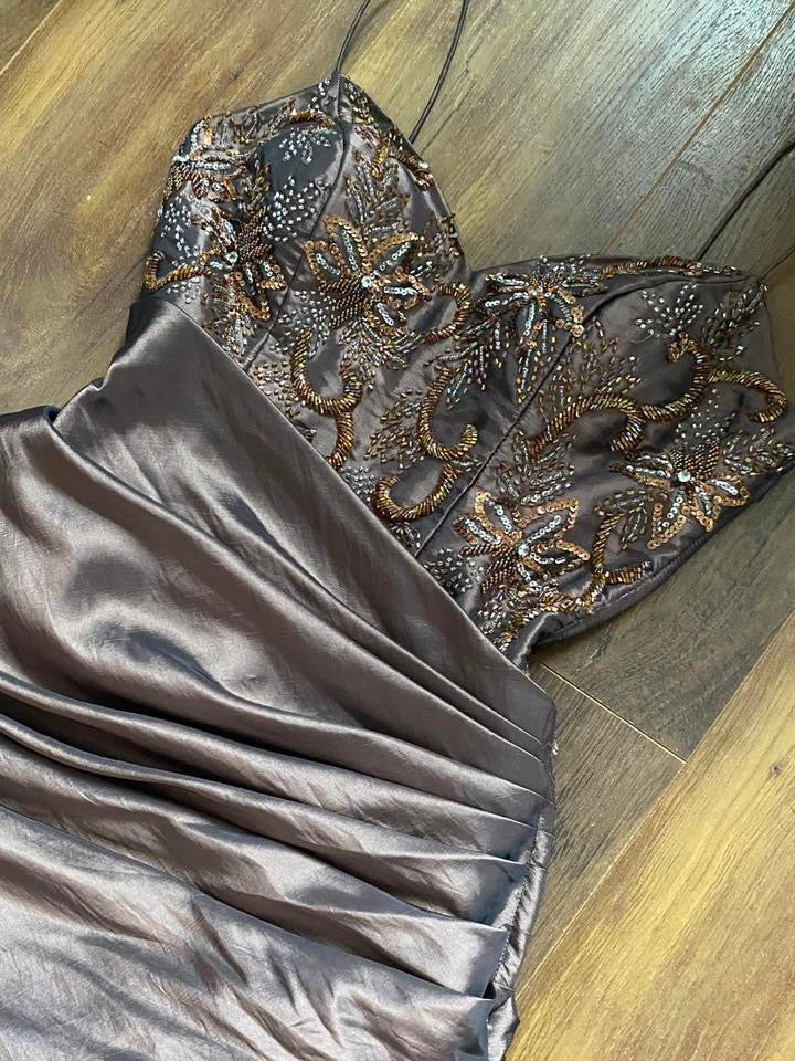 Brown Jora a-line prom dress & shawl uk 8