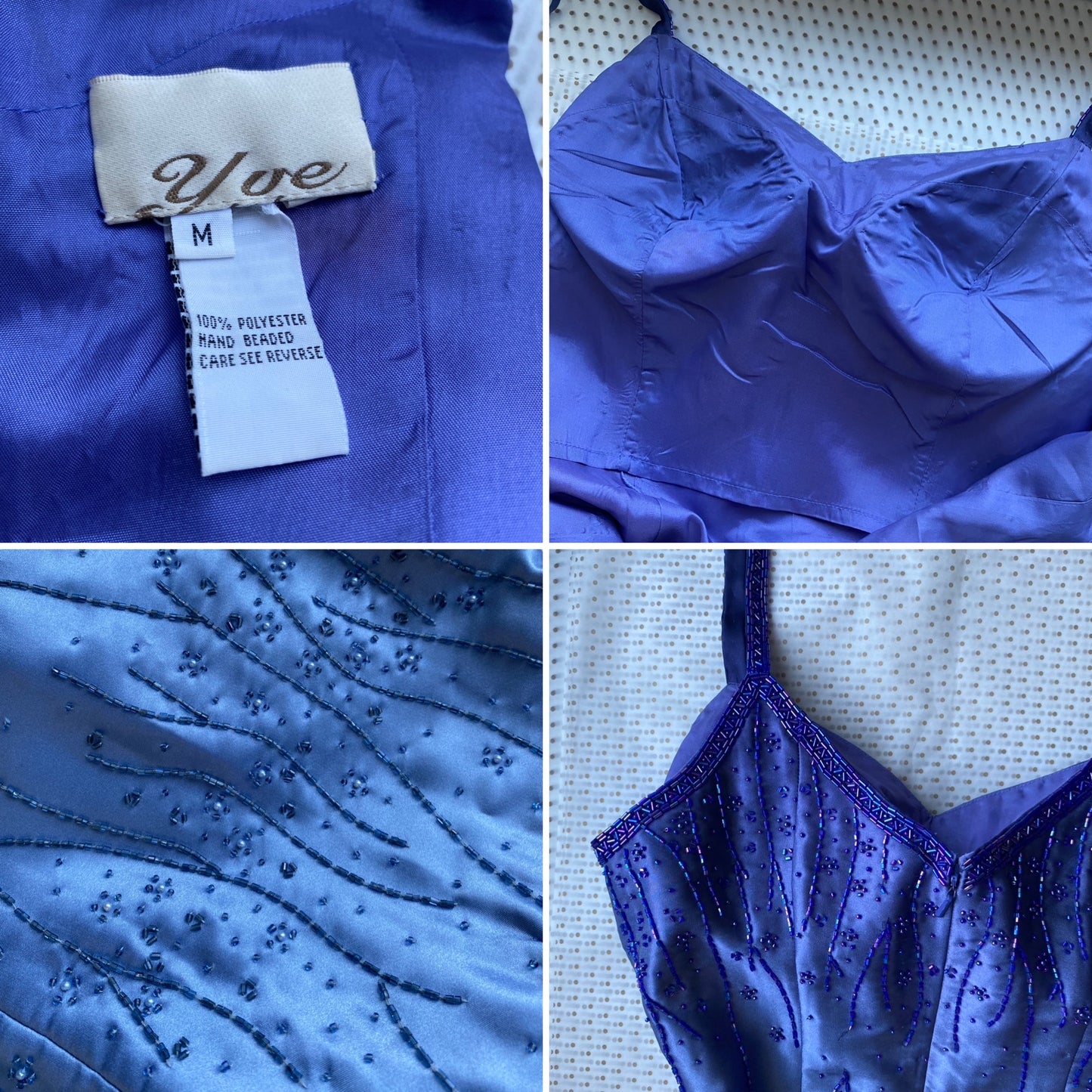 Yve London blue ombré beaded fitted prom dress UK 10