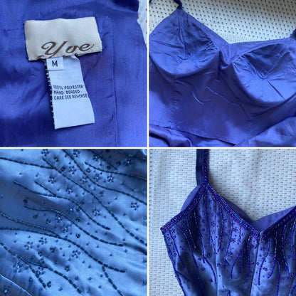 Yve London blue ombré beaded fitted prom dress UK 10