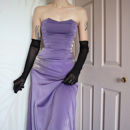 Purple strapless Charas lace up evening gown UK 6/8