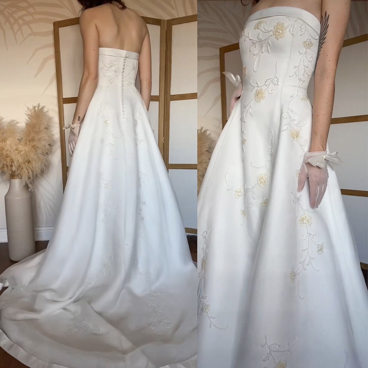 Romantica strapless a-line beaded wedding gown uk 12