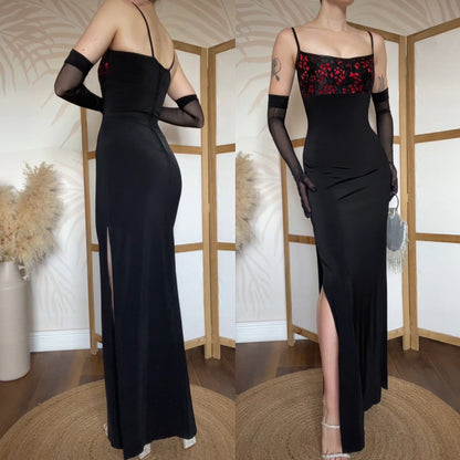 Tadashi black stretch evening dress uk 10