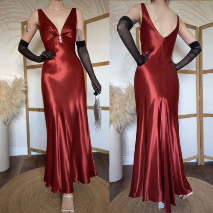 Morgan & Co red satin evening dress uk 10
