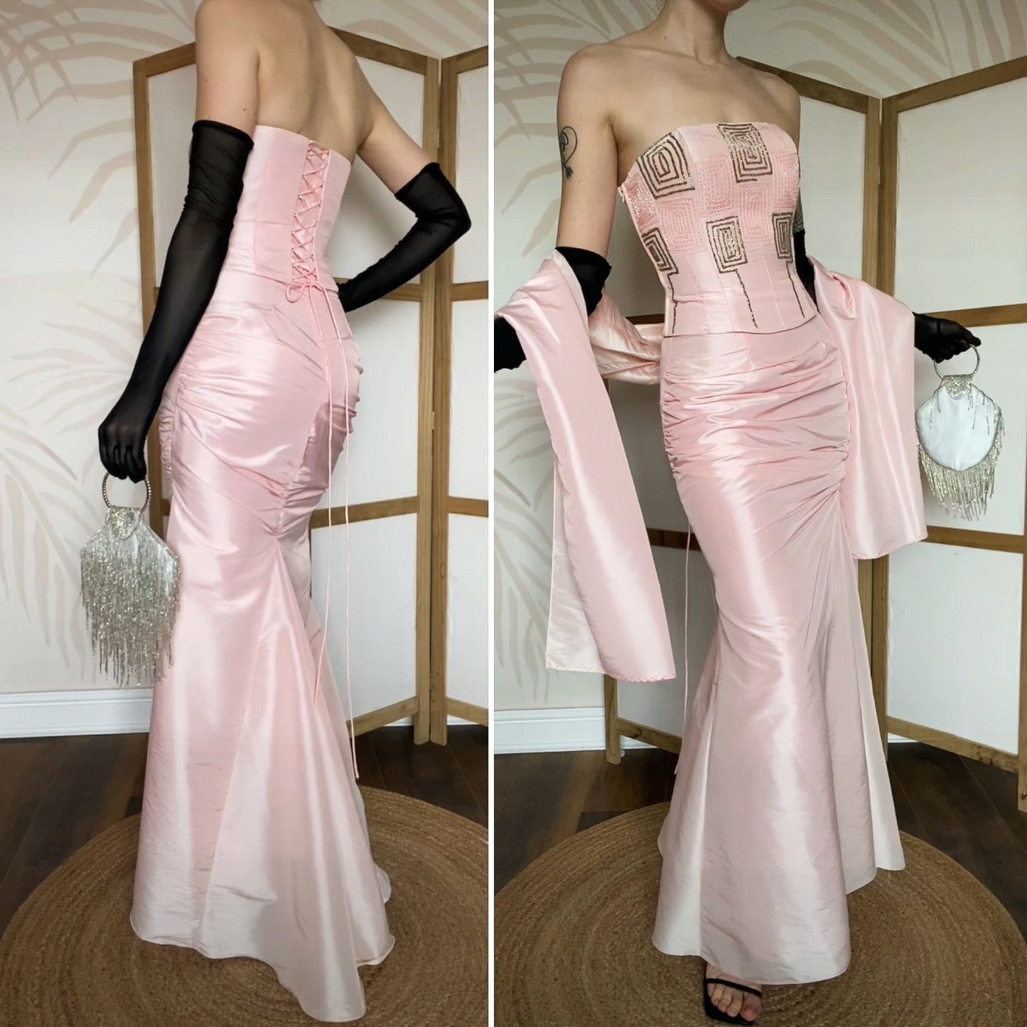 Pink 3-piece top/skirt & shawl prom set uk 8
