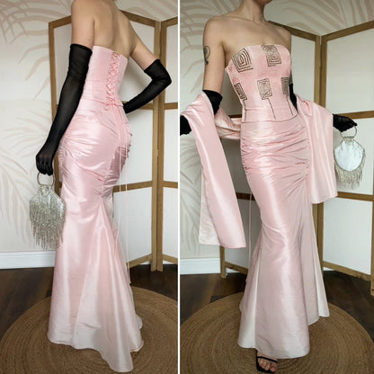 Pink 3-piece top/skirt & shawl prom set uk 8