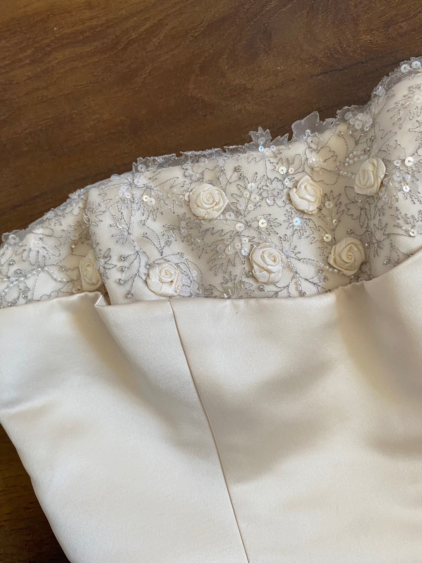 Champagne 2-piece top & skirt wedding set uk 8