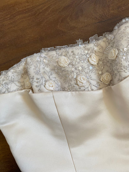 Champagne 2-piece top & skirt wedding set uk 8