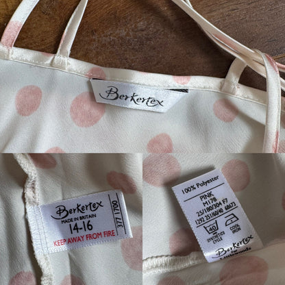 Pink polka dot satin slip dress uk 14-16