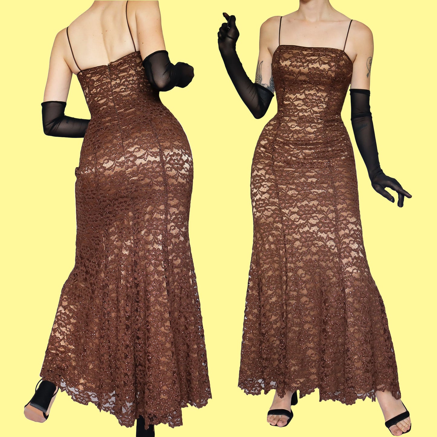 Dave & Johnny glittery lace evening dress UK 8