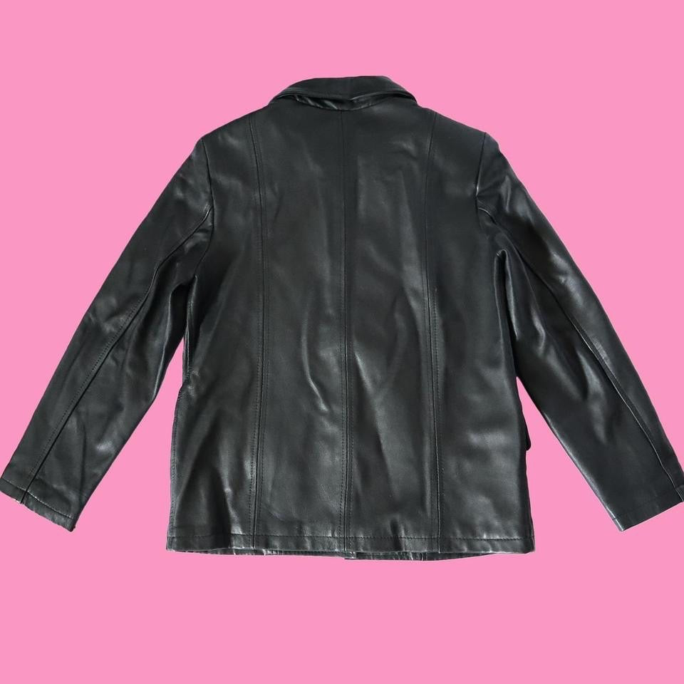 Black real leather jacket UK M