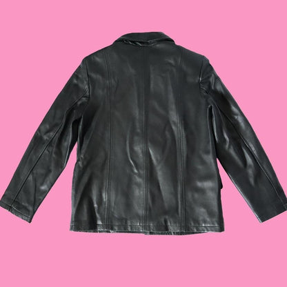 Black real leather jacket UK M